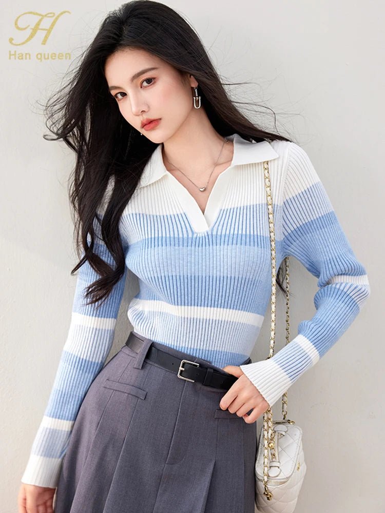 Long - Sleeve Knit Top – Casual Retro Style - LunaKit.LTD
