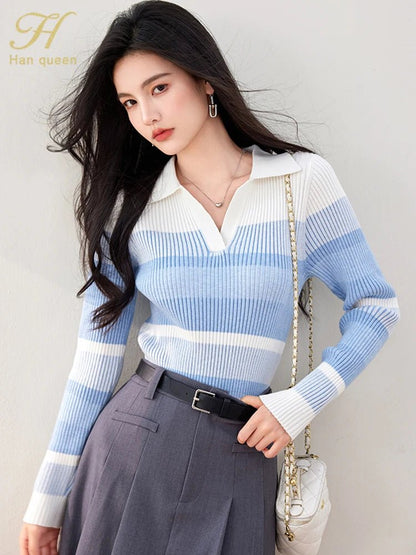 Long - Sleeve Knit Top – Casual Retro Style - LunaKit.LTD