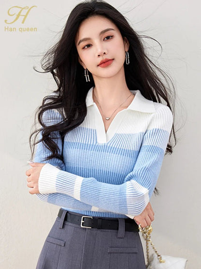 Long - Sleeve Knit Top – Casual Retro Style - LunaKit.LTD