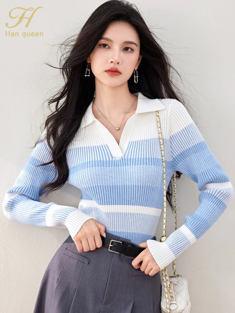 Long - Sleeve Knit Top – Casual Retro Style - LunaKit.LTD