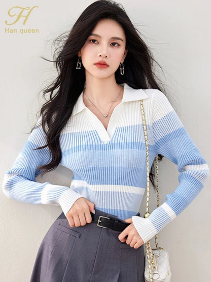 Long - Sleeve Knit Top – Casual Retro Style - LunaKit.LTD