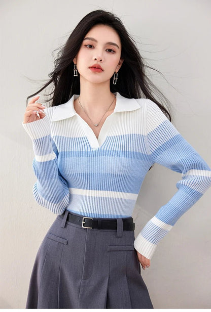 Long - Sleeve Knit Top – Casual Retro Style - LunaKit.LTD