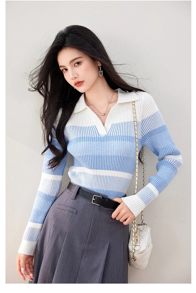 Long - Sleeve Knit Top – Casual Retro Style - LunaKit.LTD