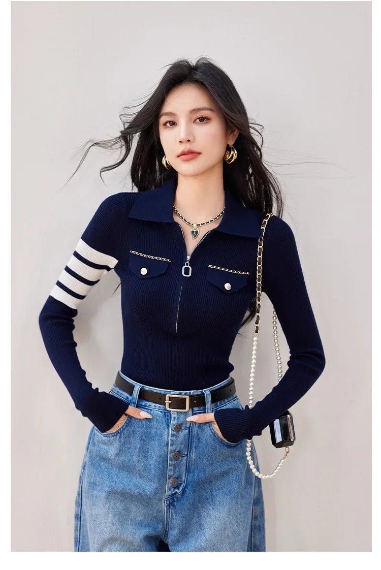 Long - Sleeve Knitted Hoodie – Modern American Style - LunaKit.LTD