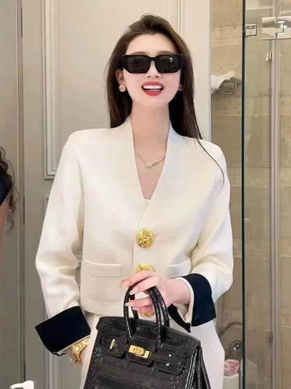 Long - Sleeve V - Neck Sweater – Classic Retro Style - LunaKit.LTD