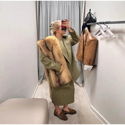 Loose Fit Blazer Set – High - Waist Retro Chic Style - LunaKit.LTD