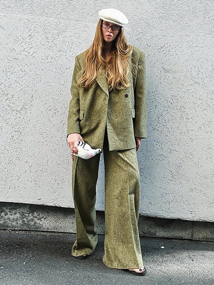 Loose Fit Blazer Set – High - Waist Retro Chic Style - LunaKit.LTD