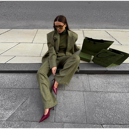 Loose Fit Blazer Set – High - Waist Retro Chic Style - LunaKit.LTD