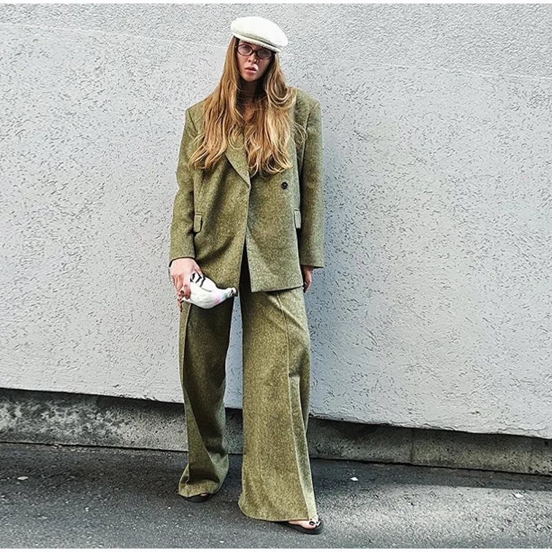 Loose Fit Blazer Set – High - Waist Retro Chic Style - LunaKit.LTD