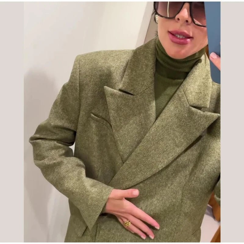 Loose Fit Blazer Set – High - Waist Retro Chic Style - LunaKit.LTD