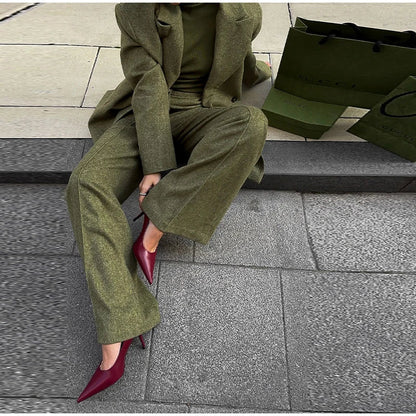 Loose Fit Blazer Set – High - Waist Retro Chic Style - LunaKit.LTD