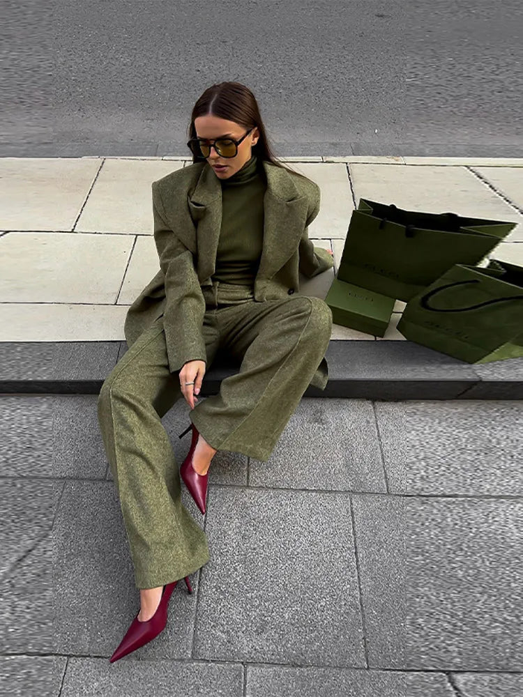 Loose Fit Blazer Set – High - Waist Retro Chic Style - LunaKit.LTD