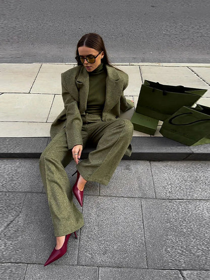 Loose Fit Blazer Set – High - Waist Retro Chic Style - LunaKit.LTD