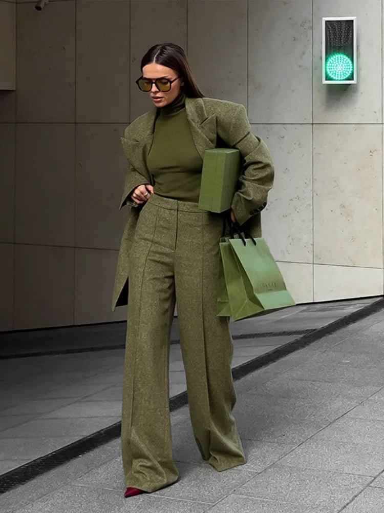 Loose Fit Blazer Set – High - Waist Retro Chic Style - LunaKit.LTD