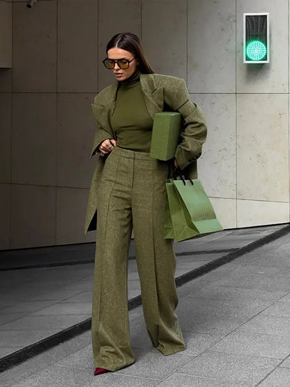 Loose Fit Blazer Set – High - Waist Retro Chic Style - LunaKit.LTD