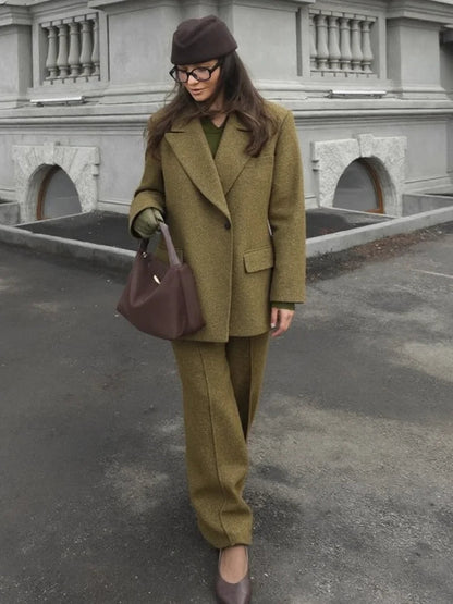 Loose Fit Blazer Set – High - Waist Retro Chic Style - LunaKit.LTD