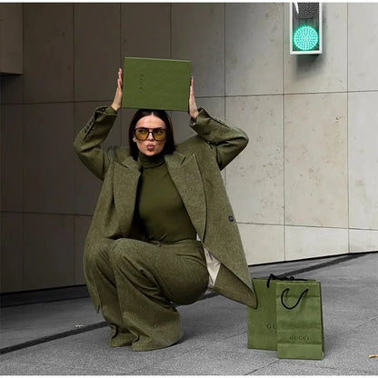 Loose Fit Blazer Set – High - Waist Retro Chic Style - LunaKit.LTD