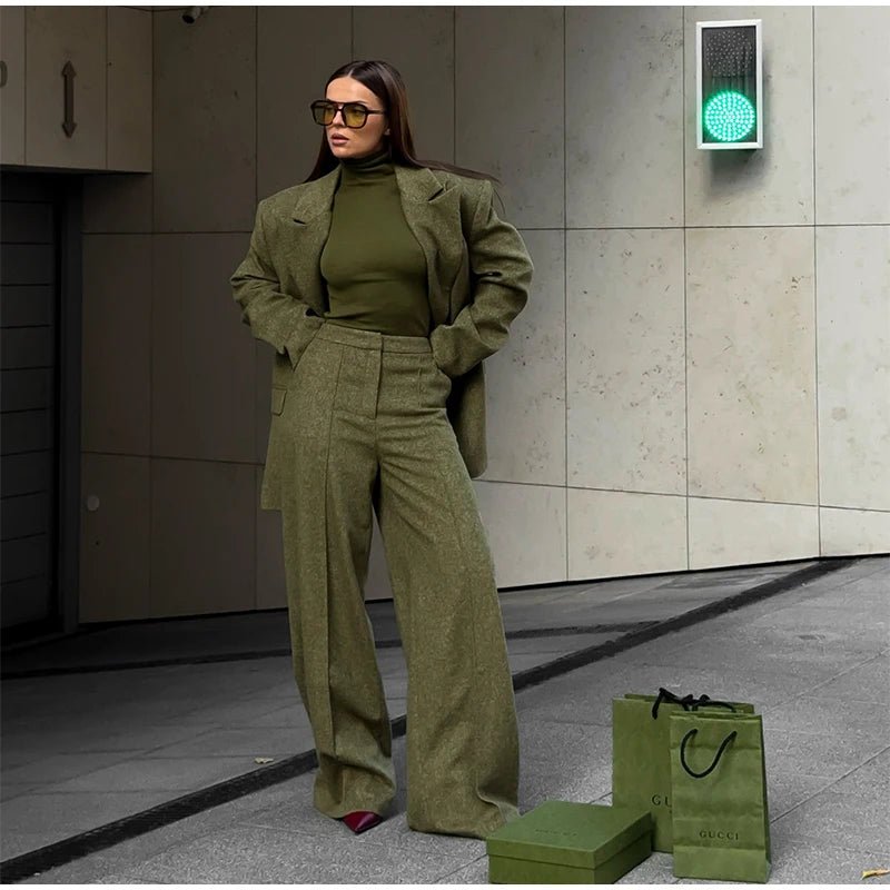 Loose Fit Blazer Set – High - Waist Retro Chic Style - LunaKit.LTD