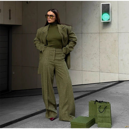 Loose Fit Blazer Set – High - Waist Retro Chic Style - LunaKit.LTD