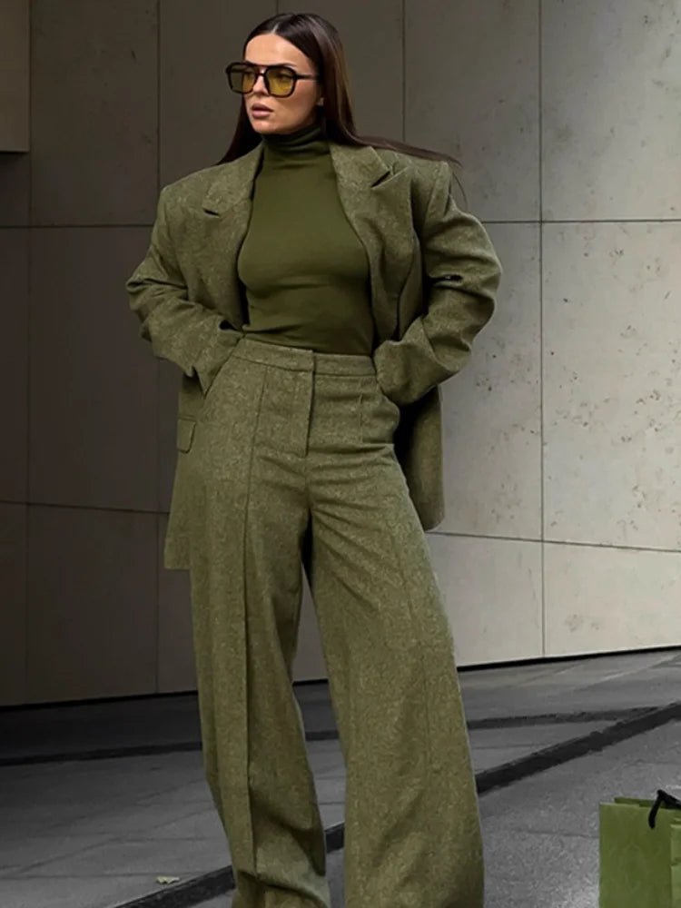 Loose Fit Blazer Set – High - Waist Retro Chic Style - LunaKit.LTD