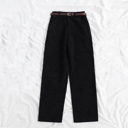 Loose Fit Corduroy Pants – Elegant High - Waist Style - LunaKit.LTD