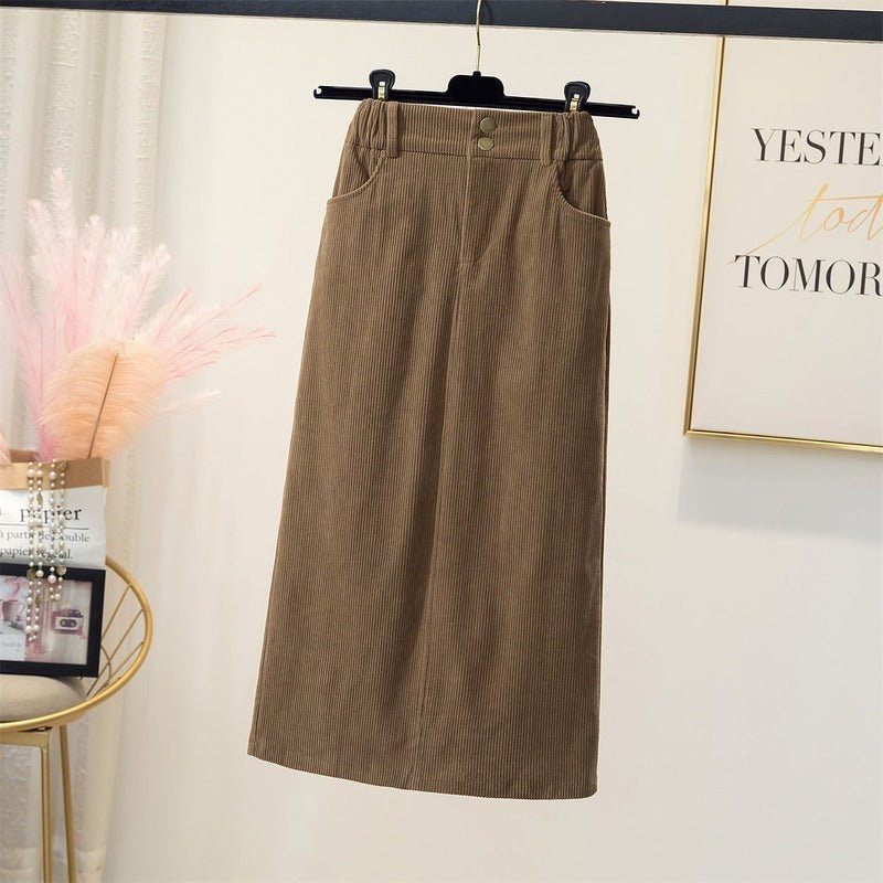 Loose Fit Corduroy Skirt – Retro Winter Style - LunaKit.LTD
