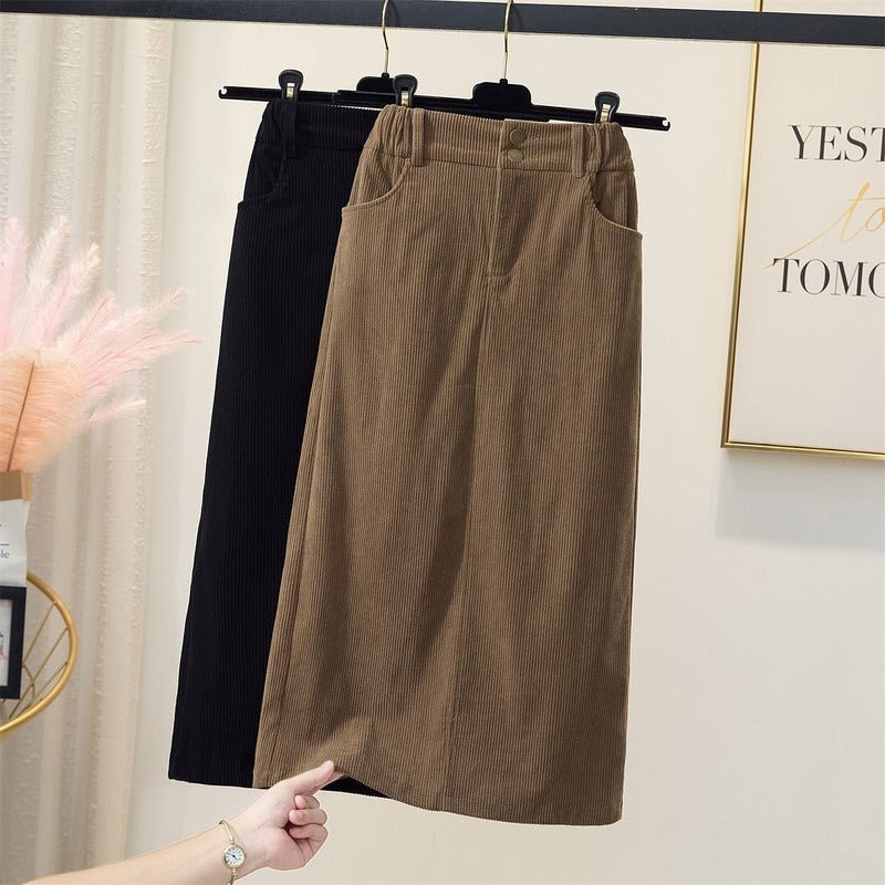 Loose Fit Corduroy Skirt – Retro Winter Style - LunaKit.LTD