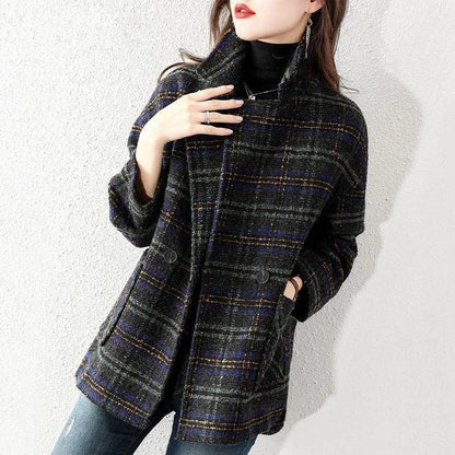Loose Fit Plaid Blazer – Woolen Winter Style - LunaKit.LTD