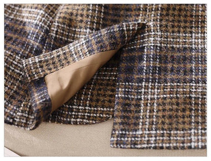 Loose Plaid Coat – Retro Wool Blend Style - LunaKit.LTD