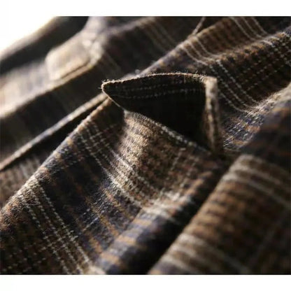 Loose Plaid Coat – Retro Wool Blend Style - LunaKit.LTD