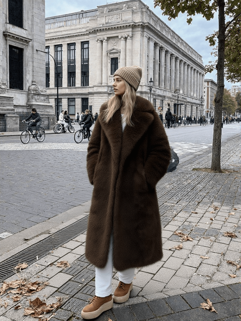 Luxury Faux Fur Maxi Coat – Chocolate Brown - LunaKit.LTD