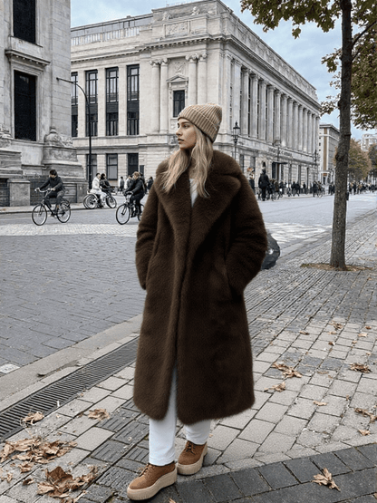 Luxury Faux Fur Maxi Coat – Chocolate Brown - LunaKit.LTD