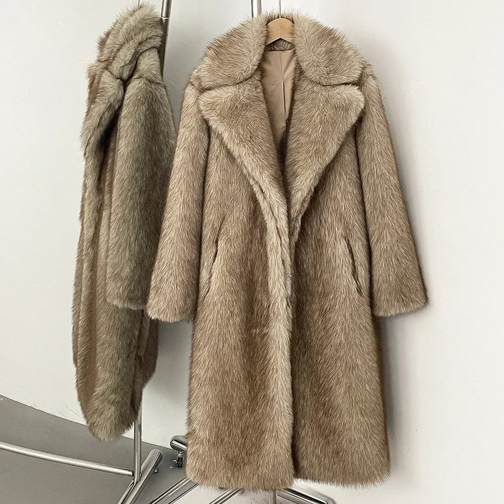 Luxury Faux Fur Maxi Coat – Chocolate Brown - LunaKit.LTD