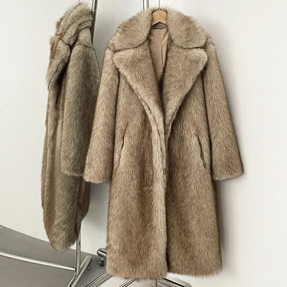 Luxury Faux Fur Maxi Coat – Chocolate Brown - LunaKit.LTD
