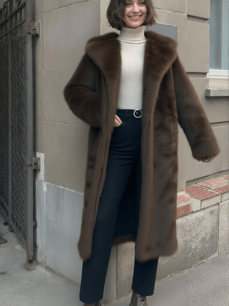 Luxury Faux Fur Maxi Coat – Chocolate Brown - LunaKit.LTD