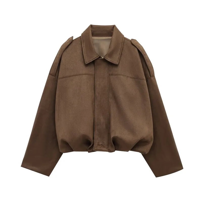 Oversized Suede Jacket – Relaxed Drop - Shoulder Fit - LunaKit.LTD