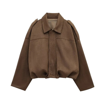 Oversized Suede Jacket – Relaxed Drop - Shoulder Fit - LunaKit.LTD