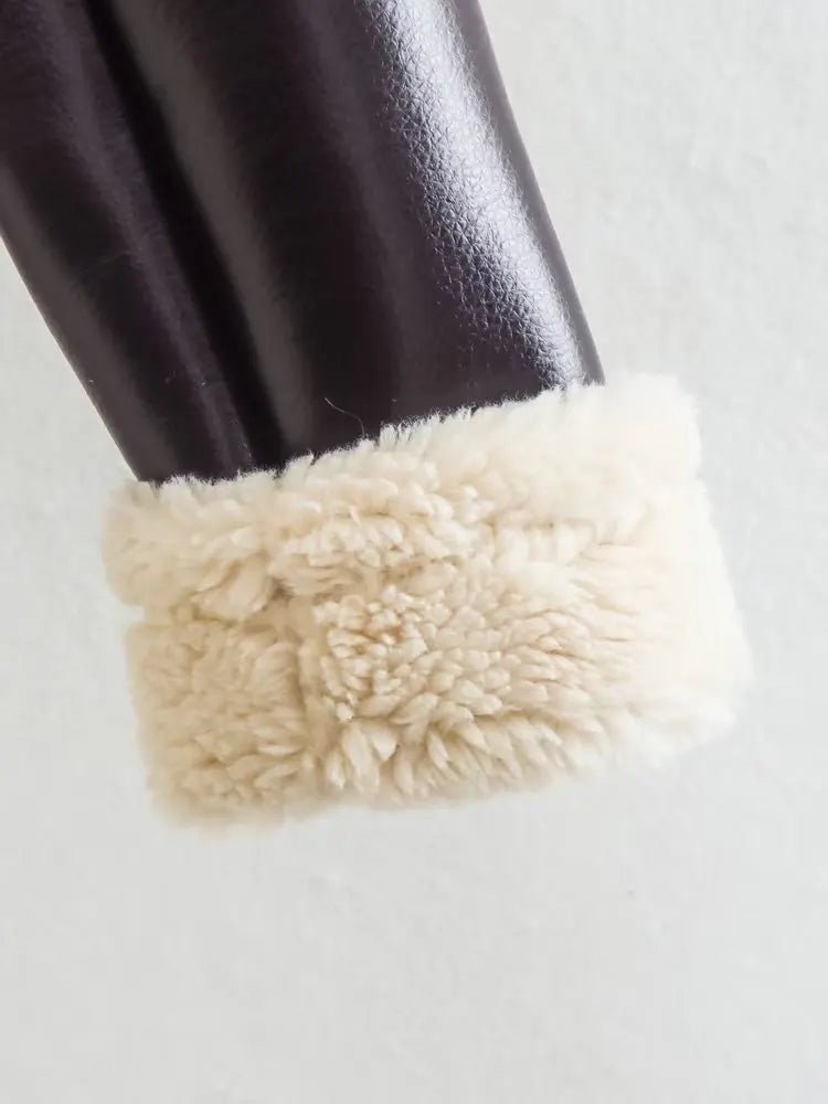 Patchwork Leather Jacket – Short Fur Collar Chic - LunaKit.LTD