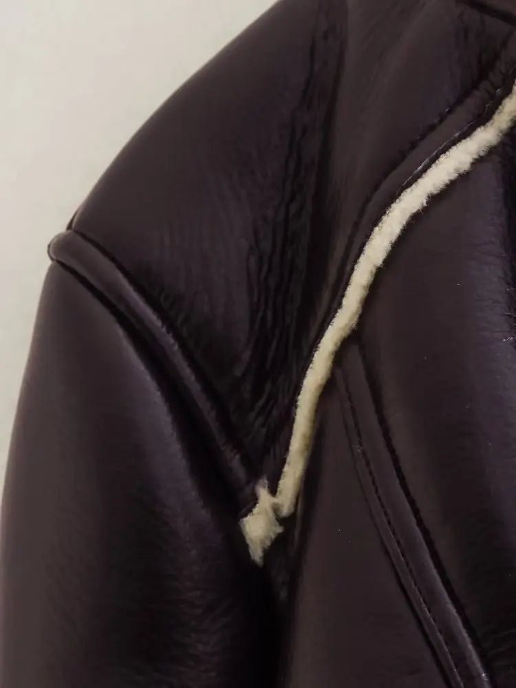 Patchwork Leather Jacket – Short Fur Collar Chic - LunaKit.LTD