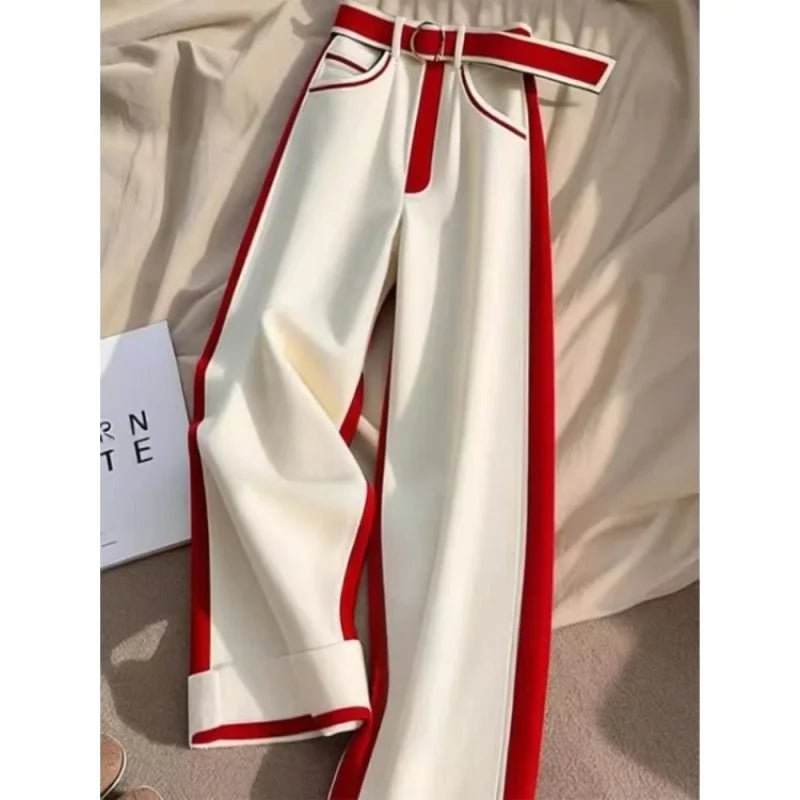 Patchwork Wide - Leg Pants – High Waist & Warm - LunaKit.LTD