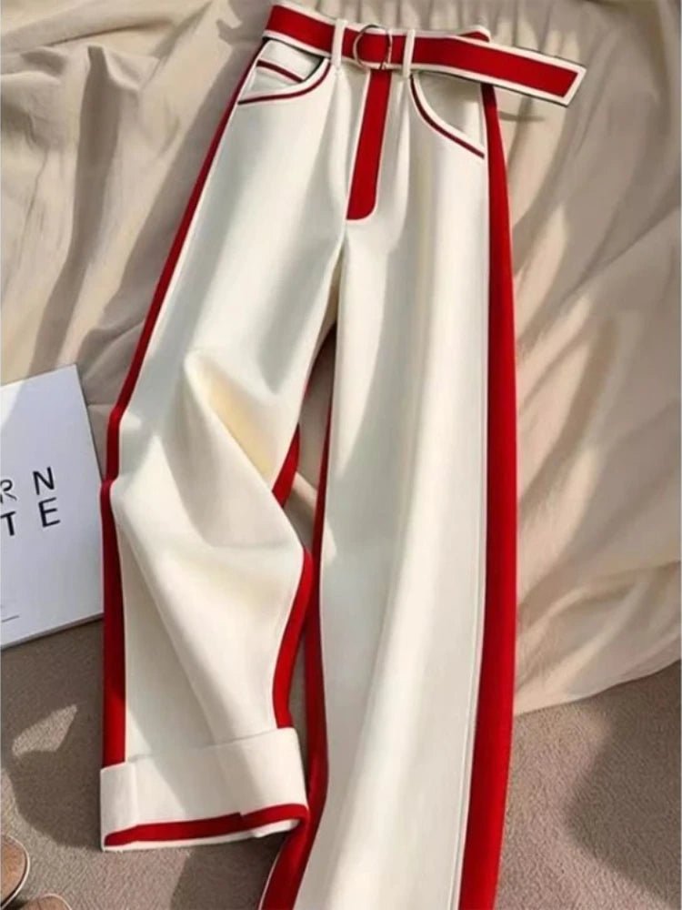 Patchwork Wide - Leg Pants – High Waist & Warm - LunaKit.LTD