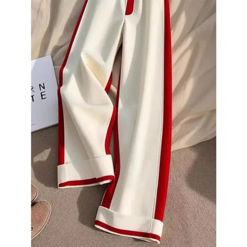 Patchwork Wide - Leg Pants – High Waist & Warm - LunaKit.LTD