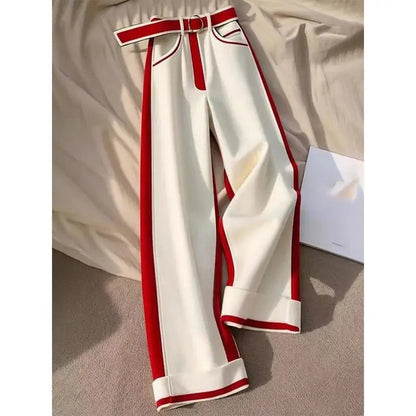 Patchwork Wide - Leg Pants – High Waist & Warm - LunaKit.LTD