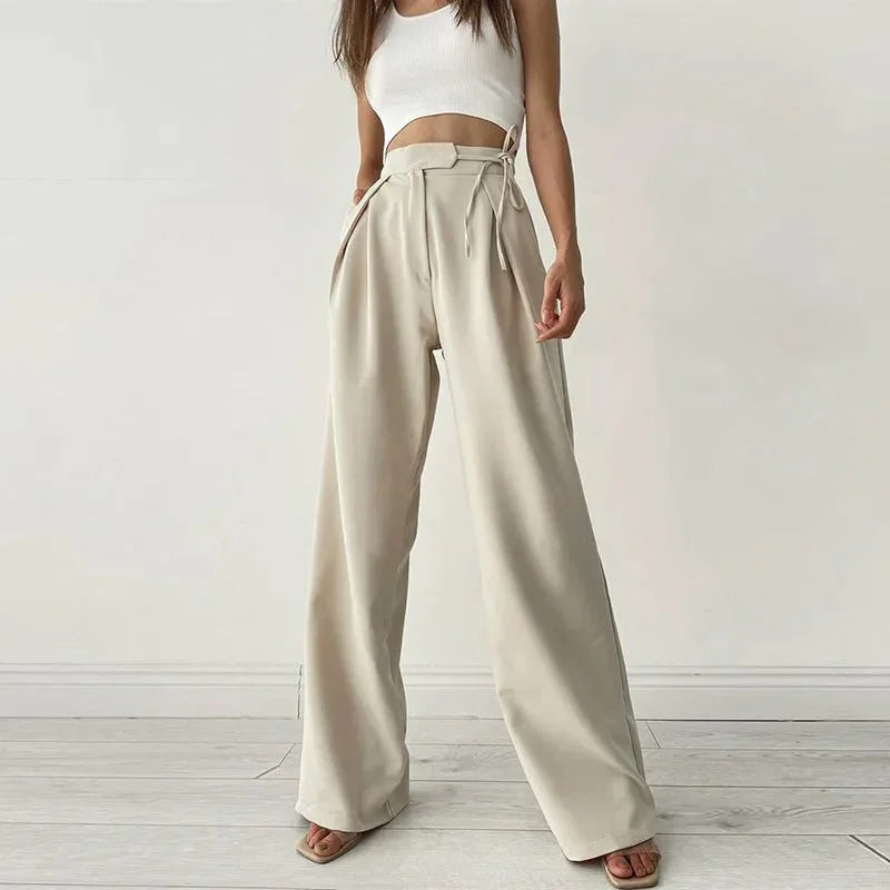 Plain Wide - Leg Pants – Casual High - Waist Fit - LunaKit.LTD