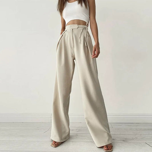 Plain Wide - Leg Pants – Casual High - Waist Fit - LunaKit.LTD