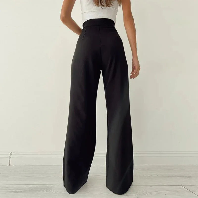 Plain Wide - Leg Pants – Casual High - Waist Fit - LunaKit.LTD