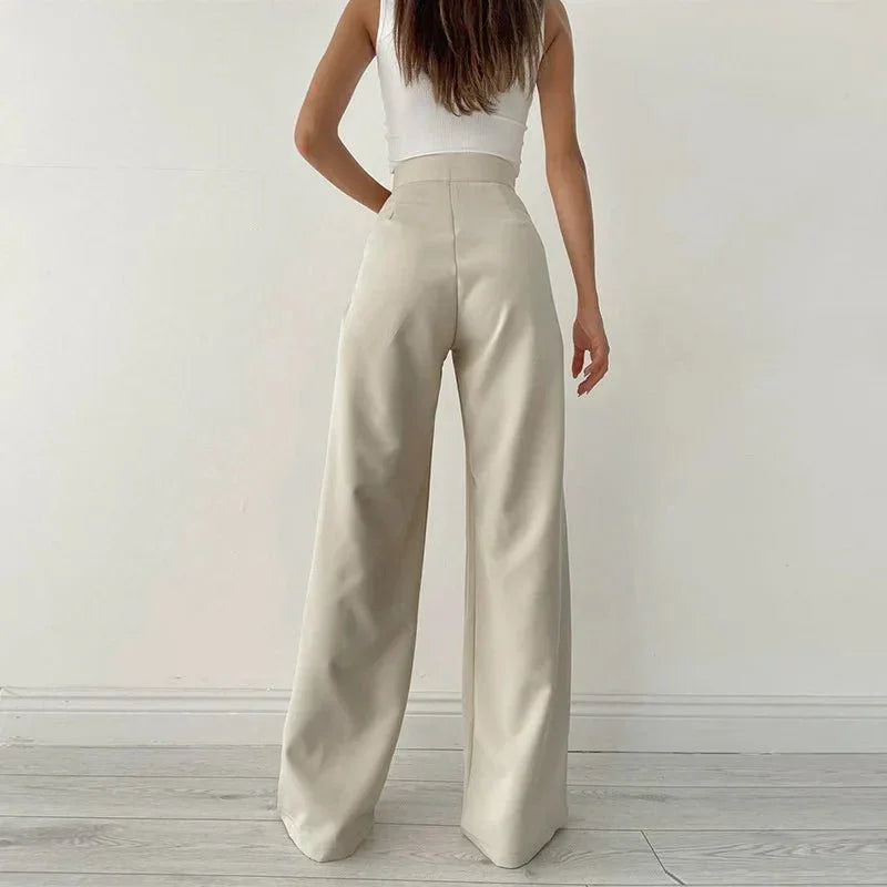 Plain Wide - Leg Pants – Casual High - Waist Fit - LunaKit.LTD