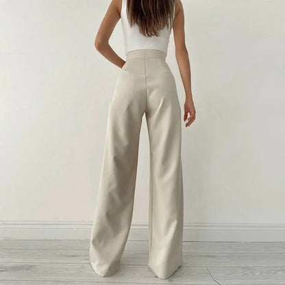 Plain Wide - Leg Pants – Casual High - Waist Fit - LunaKit.LTD