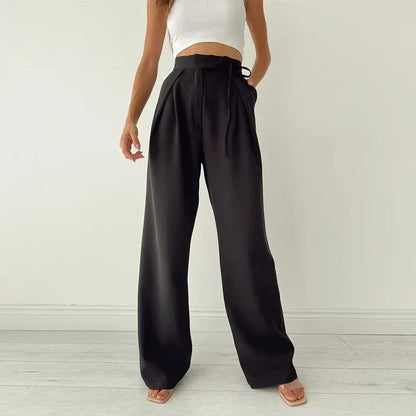 Plain Wide - Leg Pants – Casual High - Waist Fit - LunaKit.LTD