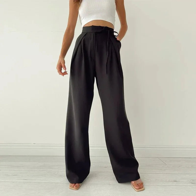 Plain Wide - Leg Pants – Casual High - Waist Fit - LunaKit.LTD